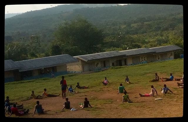 Abenta School football and netball team enjoying their morning yoga and exercise before the game starts #villagebyvillage #ghana #abentamethodist #school #sports