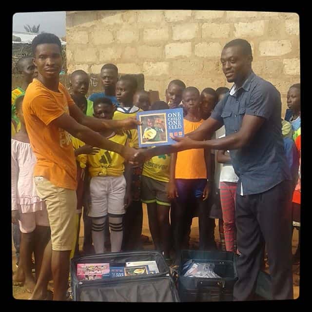 Donation of learning and teaching materials and football kits to the schools is on going and this is Anamenampa #villagebyvillage #Ghana #abenta #donation